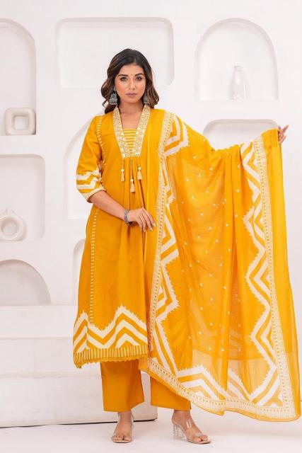 Jaipuri Aline 3pcs kurtis wholesale image